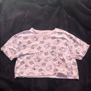 Tom & Jerry Women’s pink crop top medium sized graphic tee